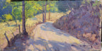 Pintura a óleo original "Luz na curva da estrada", 15x30cm, óleo, *SEM MOLDURA*
