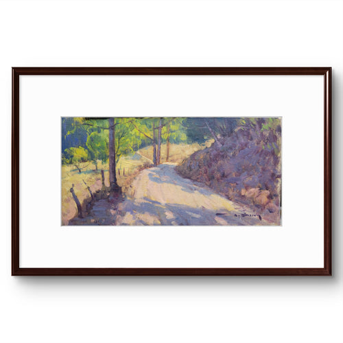 Pintura a óleo origial "Luz na curva da estrada", 15x30cm, óleo, *SEM MOLDURA*