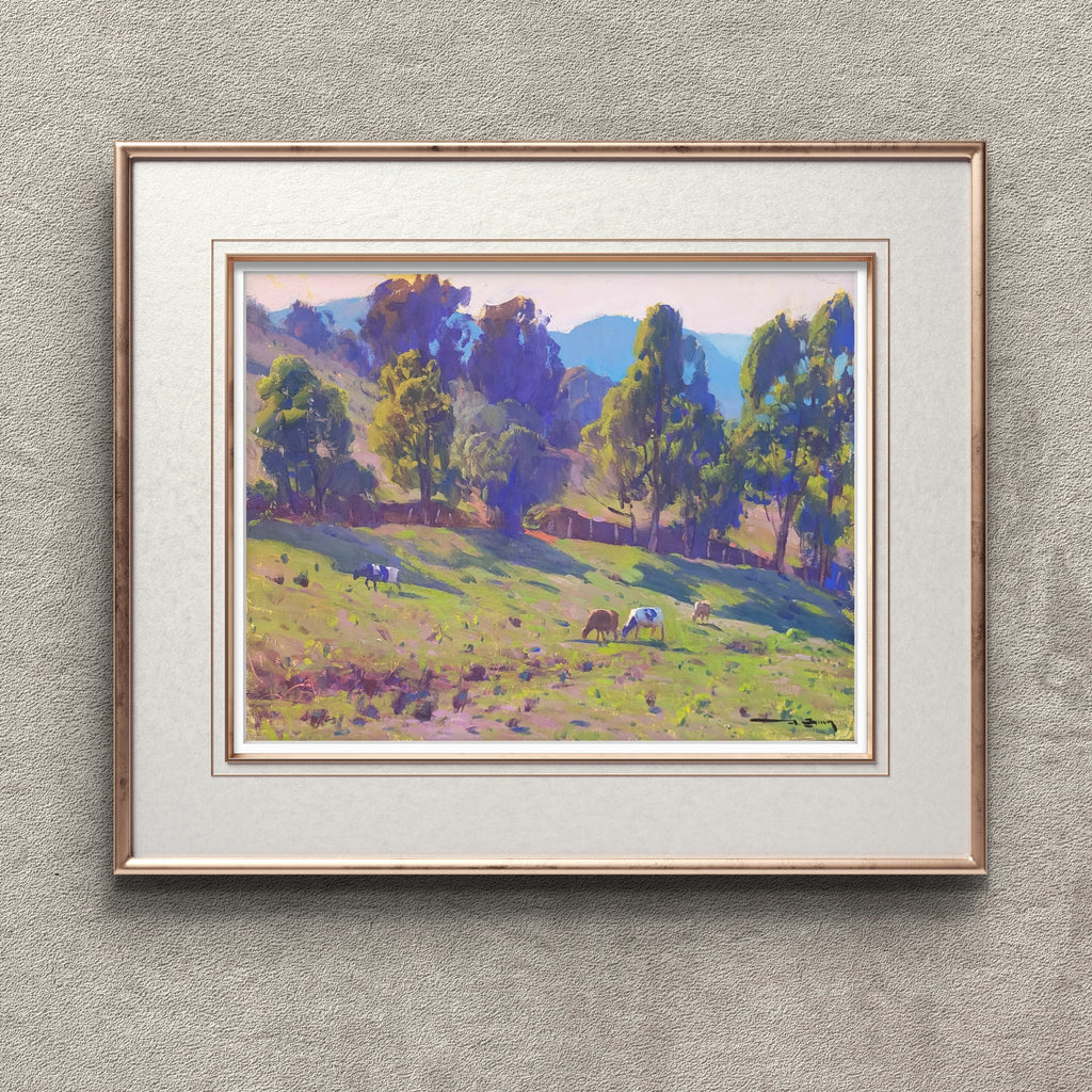 Pintura a óleo original "Gados no alto da serra", 27cmx36cm, óleo.