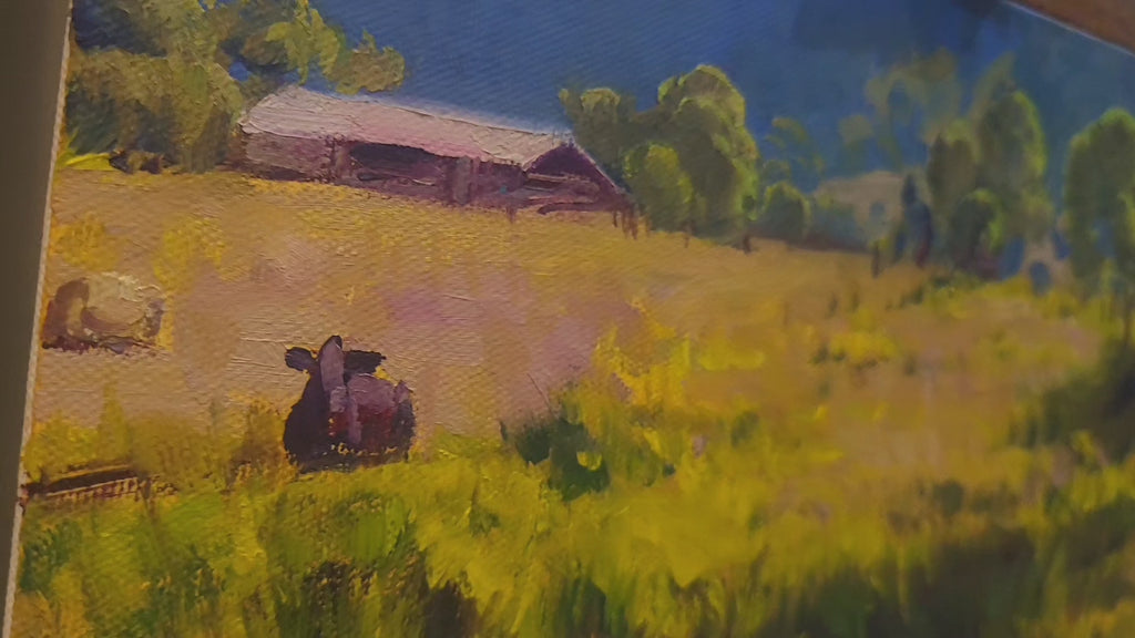 Pintura original a óleo 15cmx30cm *SEM MOLDURA* "Paisagem rural em Itapecerica"