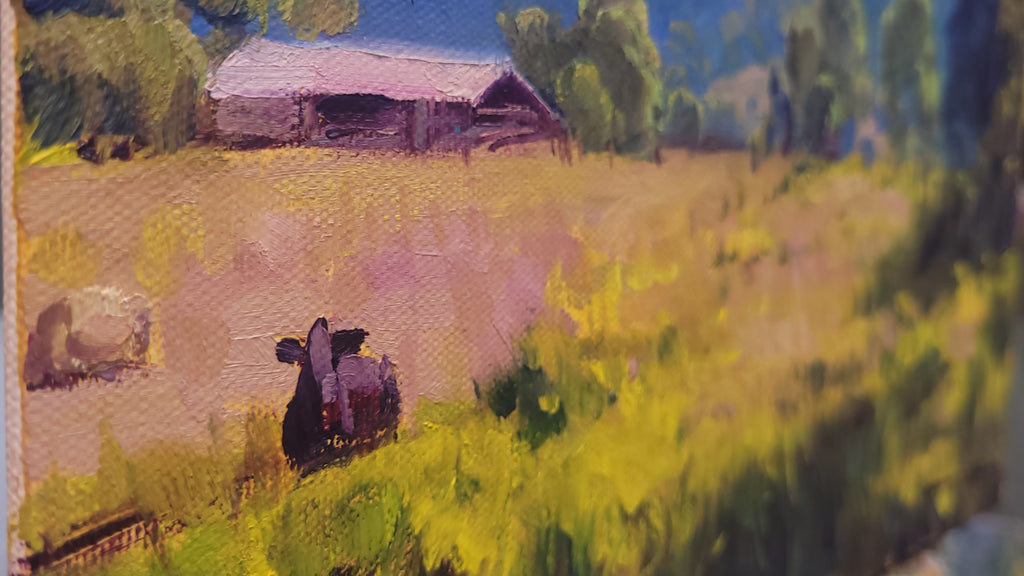 Pintura original a óleo 15cmx30cm *SEM MOLDURA* "Paisagem rural em Itapecerica"