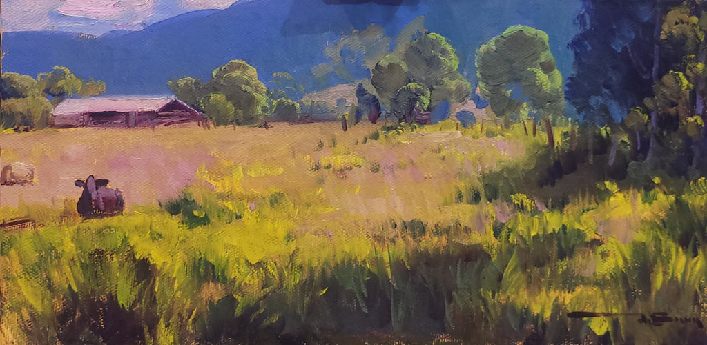Pintura original a óleo 15cmx30cm *SEM MOLDURA* "Paisagem rural em Itapecerica"