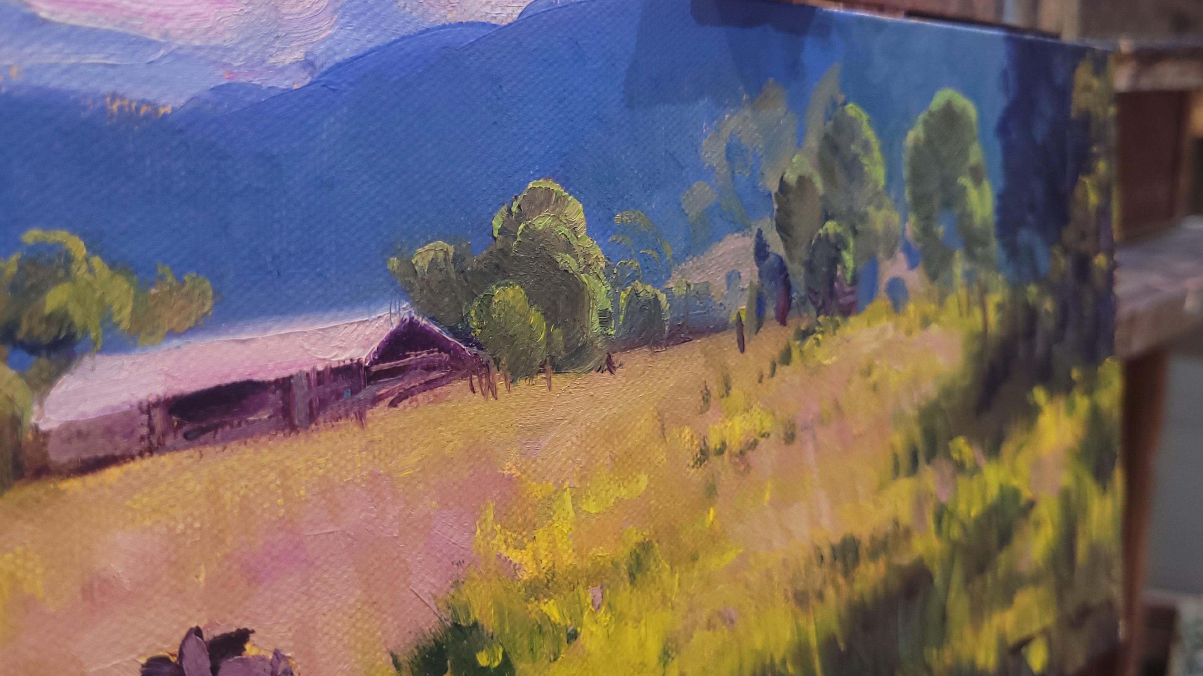 Pintura original a óleo 15cmx30cm *SEM MOLDURA* "Paisagem rural em Itapecerica"